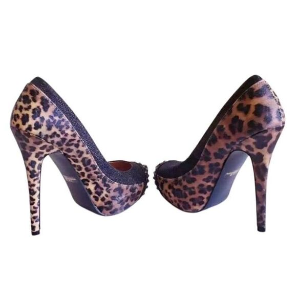 Penny Loves Kenny Studded Animal Print Heels - Picture 2 of 3